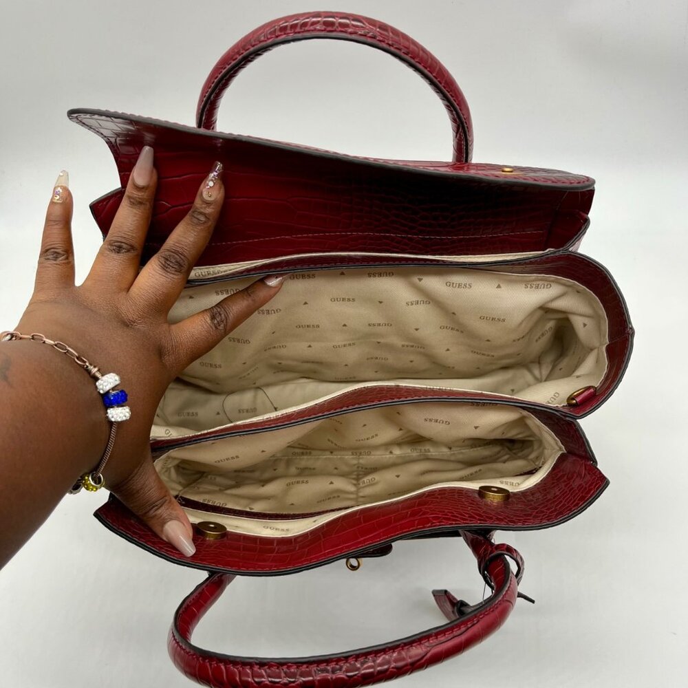 Guess Red Faux Animal Embossed Shoulder Bag - Picture 10 of 11